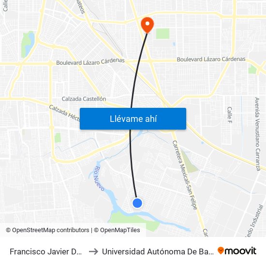 Francisco Javier Del Castillo / Del Futuro to Universidad Autónoma De Baja California - Campus Mexicali map