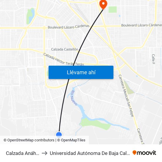 Calzada Anáhuac / Ferrol to Universidad Autónoma De Baja California - Campus Mexicali map