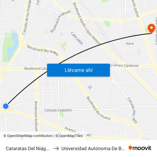 Cataratas Del Niágara / Avenida Isla Malta to Universidad Autónoma De Baja California - Campus Mexicali map