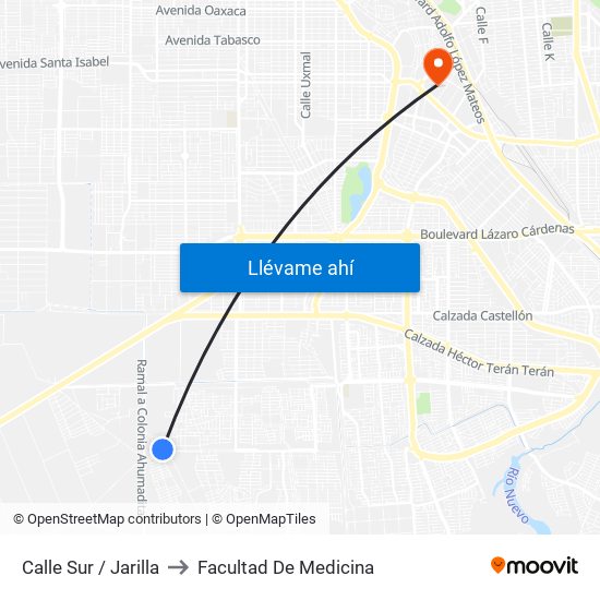 Calle Sur / Jarilla to Facultad De Medicina map