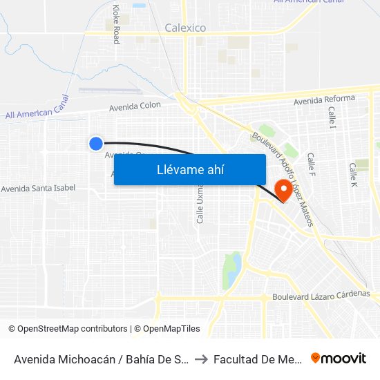 Avenida Michoacán / Bahía De San Jorge to Facultad De Medicina map