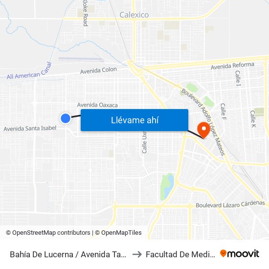 Bahía De Lucerna / Avenida Tabasco to Facultad De Medicina map