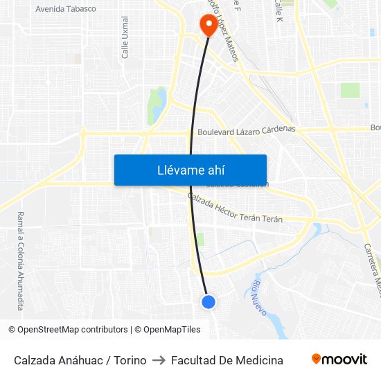 Calzada Anáhuac / Torino to Facultad De Medicina map