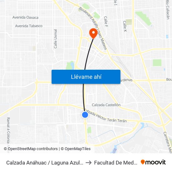 Calzada Anáhuac / Laguna Azul Oeste to Facultad De Medicina map