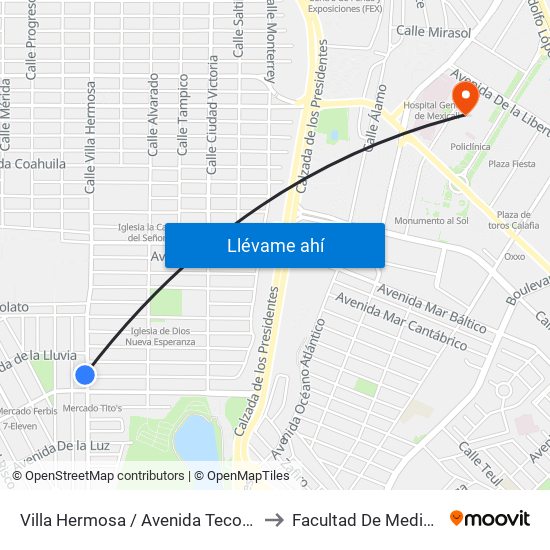 Villa Hermosa / Avenida Tecomán to Facultad De Medicina map