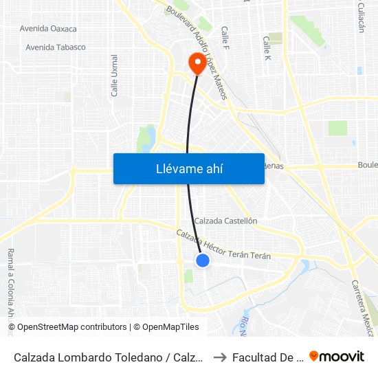 Calzada Lombardo Toledano / Calzada Laguna Xochimilco to Facultad De Medicina map