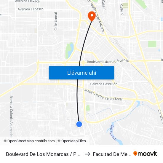 Boulevard De Los Monarcas / Puerto Llano to Facultad De Medicina map