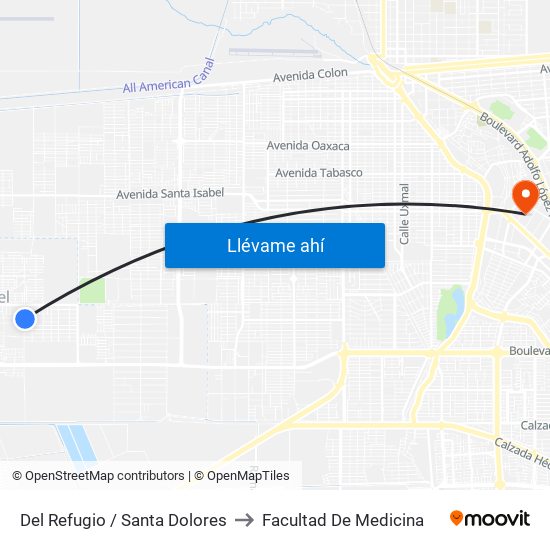 Del Refugio / Santa Dolores to Facultad De Medicina map