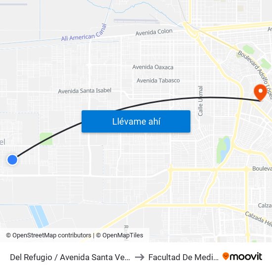Del Refugio / Avenida Santa Verónica to Facultad De Medicina map
