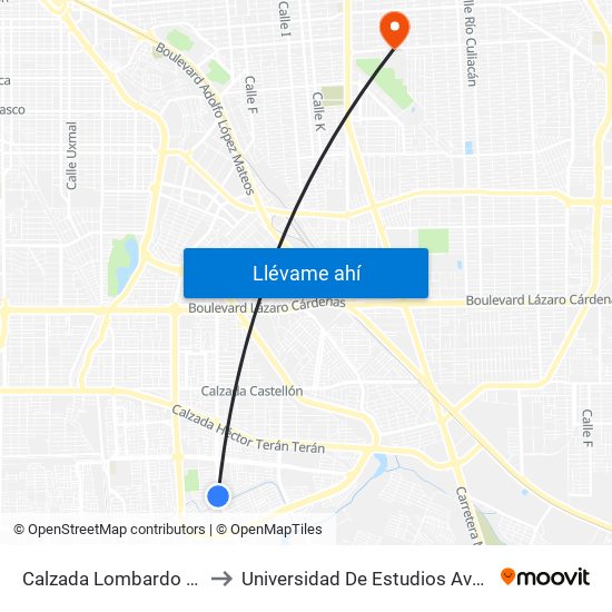 Calzada Lombardo Toledano / Futbolistas to Universidad De Estudios Avanzados Campus Cuauhtemoc map