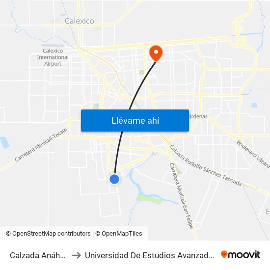 Calzada Anáhuac / Torino to Universidad De Estudios Avanzados Campus Cuauhtemoc map