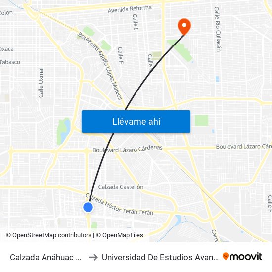 Calzada Anáhuac / Hacienda Del Real to Universidad De Estudios Avanzados Campus Cuauhtemoc map