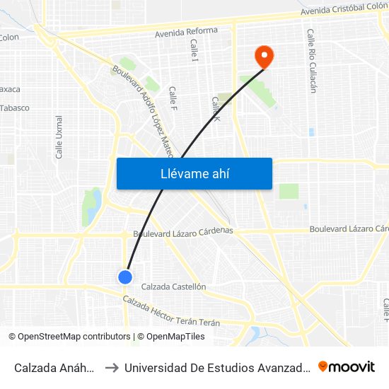 Calzada Anáhuac / Gerona to Universidad De Estudios Avanzados Campus Cuauhtemoc map