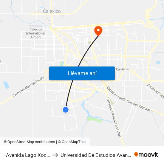 Avenida Lago Xochimilco / Segunda to Universidad De Estudios Avanzados Campus Cuauhtemoc map