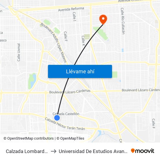 Calzada Lombardo Toledano / Jaén to Universidad De Estudios Avanzados Campus Cuauhtemoc map