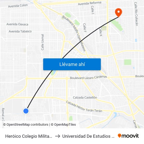 Heróico Colegio Militar / General Jesús María Garza to Universidad De Estudios Avanzados Campus Cuauhtemoc map
