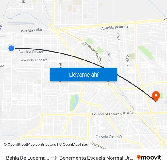 Bahía De Lucerna / San Vicente to Benemerita Escuela Normal Urbana Federal Fronteriza map