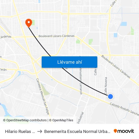 Hilario Ruelas / Doceava to Benemerita Escuela Normal Urbana Federal Fronteriza map