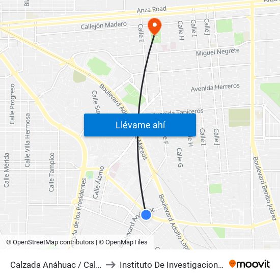 Calzada Anáhuac / Calzada Independencia to Instituto De Investigacion Y Desarrollo Educativo map