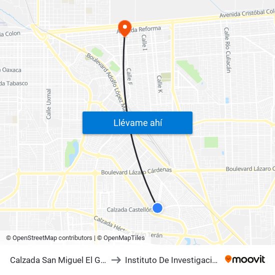 Calzada San Miguel El Grande / Calzada Castellón to Instituto De Investigacion Y Desarrollo Educativo map