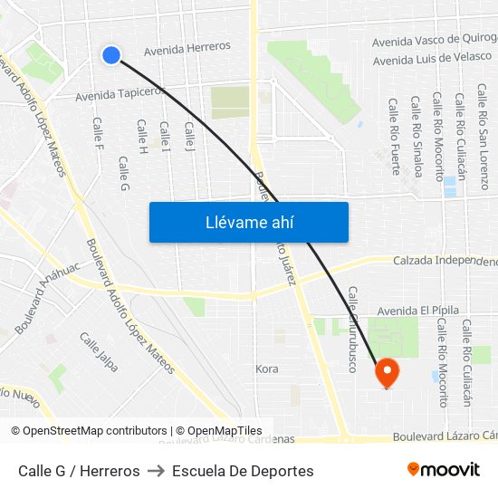 Calle G / Herreros to Escuela De Deportes map