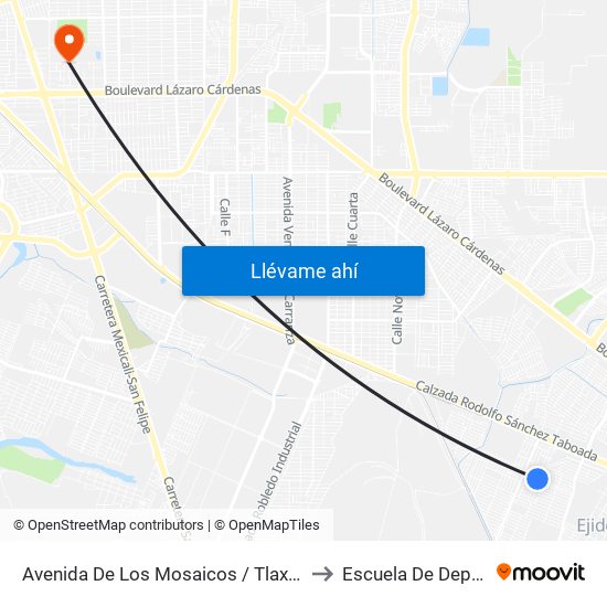 Avenida De Los Mosaicos / Tlaxcaltecas to Escuela De Deportes map