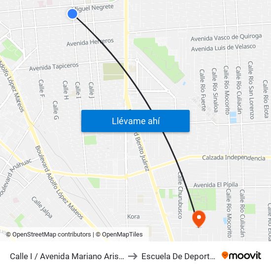 Calle I / Avenida Mariano Arista to Escuela De Deportes map