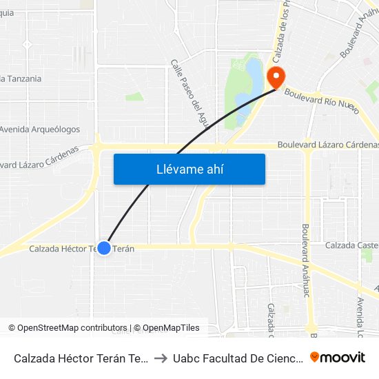 Calzada Héctor Terán Terán / Mariano Salas to Uabc Facultad De Ciencias Administrativas map