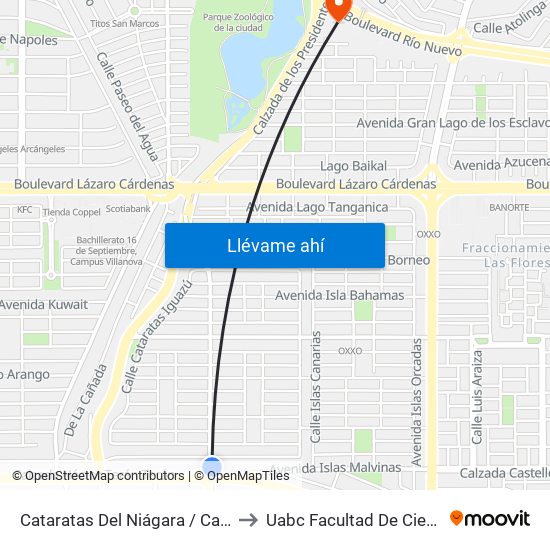 Cataratas Del Niágara / Calzada Héctor Terán Terán to Uabc Facultad De Ciencias Administrativas map