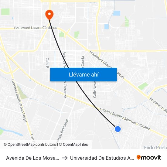 Avenida De Los Mosaicos / De Los Azulejos to Universidad De Estudios Avanzados Campus Oriente map