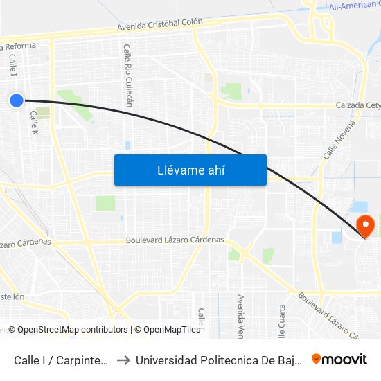 Calle I / Carpinteros Sur to Universidad Politecnica De Baja California map