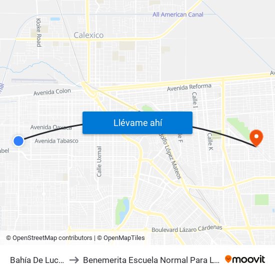 Bahía De Lucerna / Avenida Tabasco to Benemerita Escuela Normal Para Lic. En Educacion Preescolar Educadora Rosaura Zapata map