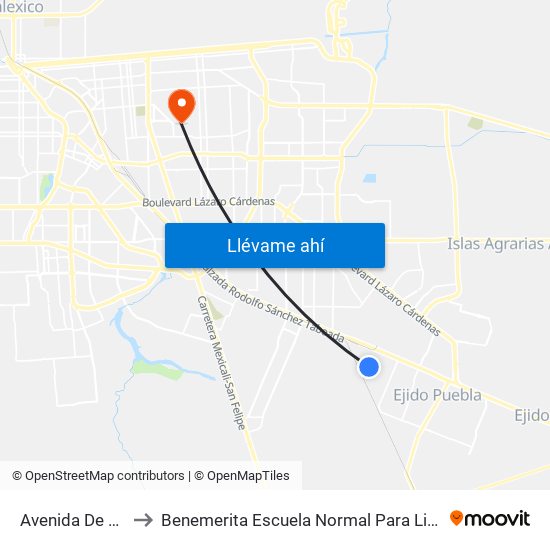 Avenida De Los Mosaicos / Tetela to Benemerita Escuela Normal Para Lic. En Educacion Preescolar Educadora Rosaura Zapata map