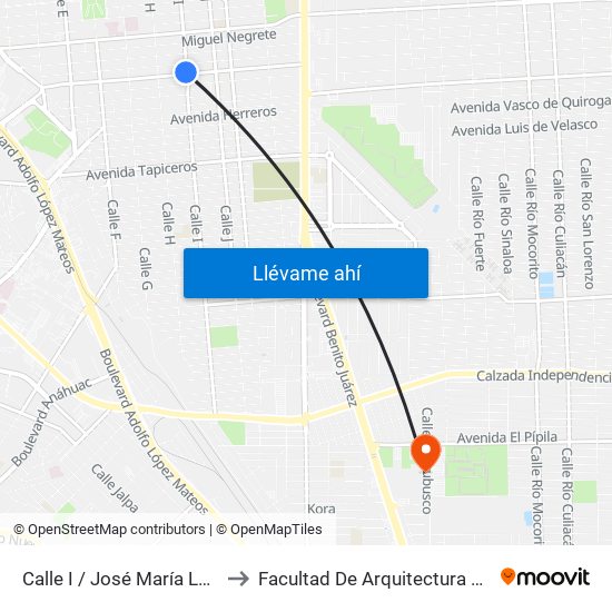 Calle I / José María Larroque to Facultad De Arquitectura Y Diseño map