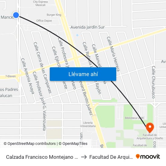 Calzada Francisco Montejano / Avenida Gabriel Mancera to Facultad De Arquitectura Y Diseño map