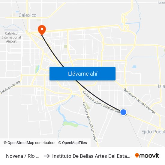 Novena / Río Candelaria to Instituto De Bellas Artes Del Estado De Baja California map