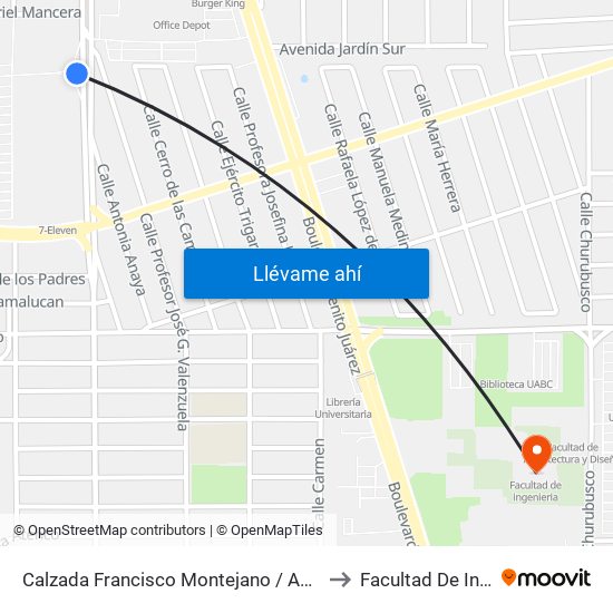 Calzada Francisco Montejano / Antonio Villanueva to Facultad De Ingenieria map