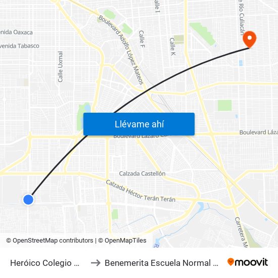 Heróico Colegio Militar / General Jesús María Garza to Benemerita Escuela Normal Urbana Nocturna Del Estado Ing. Jose G. Valenzuela map