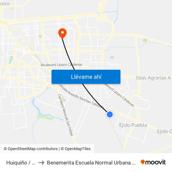 Huiquiño / Avenida Jalpan to Benemerita Escuela Normal Urbana Nocturna Del Estado Ing. Jose G. Valenzuela map
