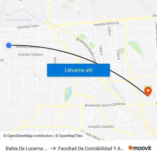 Bahía De Lucerna / Oaxaca to Facultad De Contabilidad Y Administracion map