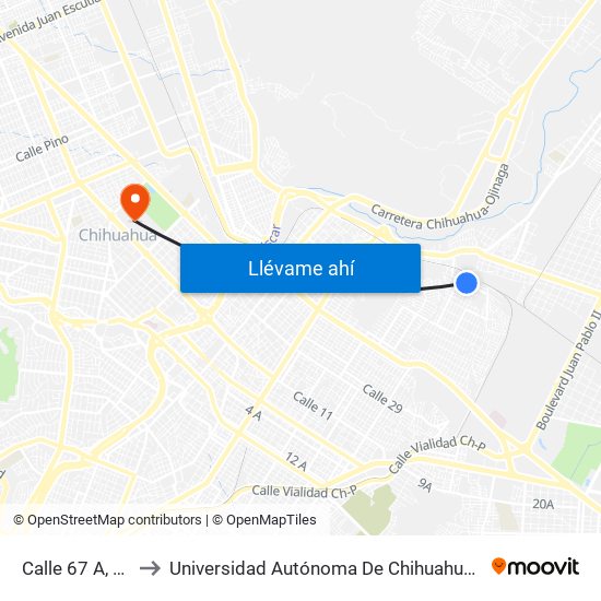 Calle 67 A, 5609 to Universidad Autónoma De Chihuahua Campus I map