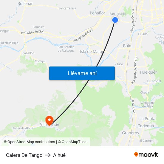 Calera De Tango to Alhué map