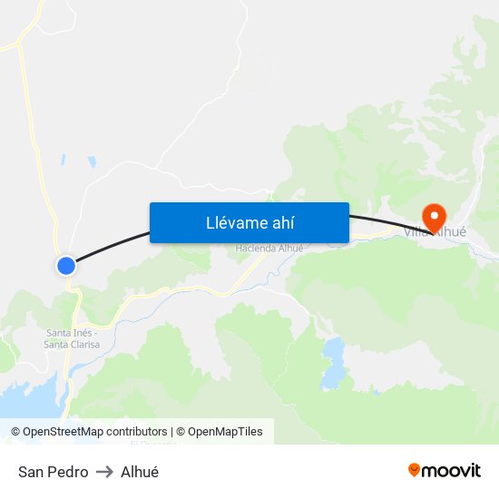 San Pedro to Alhué map