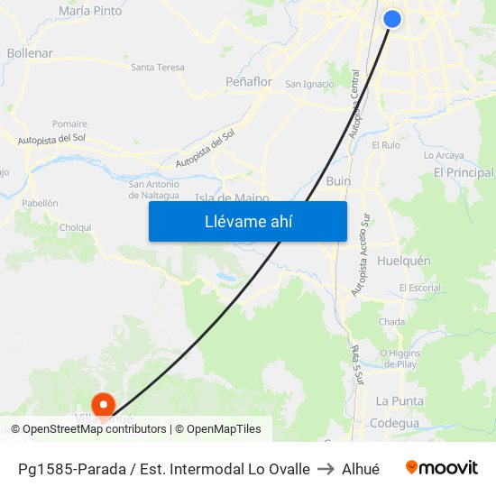 Pg1585-Parada / Est. Intermodal Lo Ovalle to Alhué map