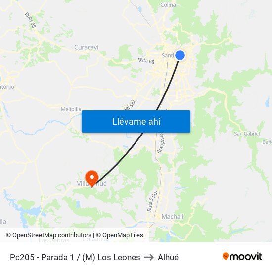 Pc205 - Parada 1 / (M) Los Leones to Alhué map