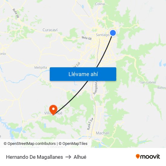 Hernando De Magallanes to Alhué map