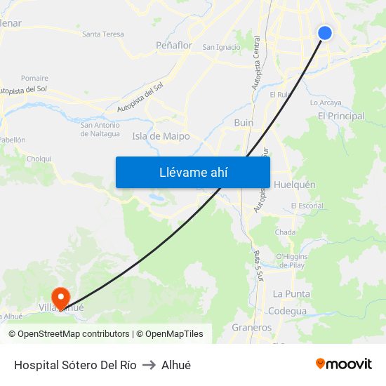 Hospital Sótero Del Río to Alhué map
