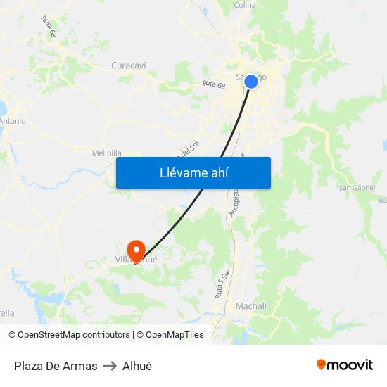 Plaza De Armas to Alhué map