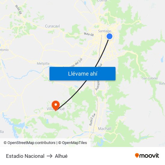 Estadio Nacional to Alhué map
