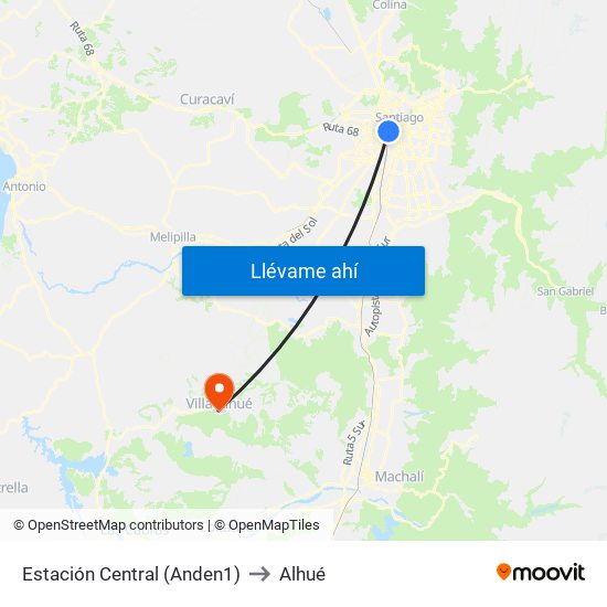 Estación Central (Anden1) to Alhué map